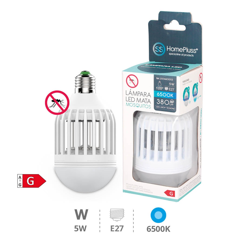 Lámpara LED mata mosquitos 5W E27 6500K