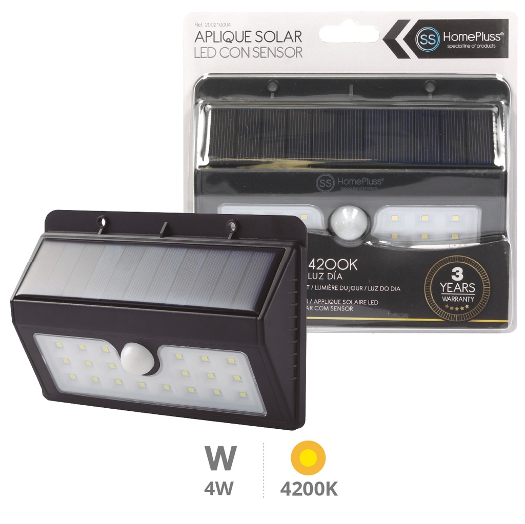 Aplique solar LED Calimo con sensor de movimiento y crepuscular 4W 4200K - 5u caja exp