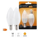 Pack 2 bombillas vela LED 6W E14 3000K - 10u caja exp