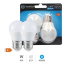 Pack 2 bombillas esféricas LED 6W E27 6000K - 10u caja exp