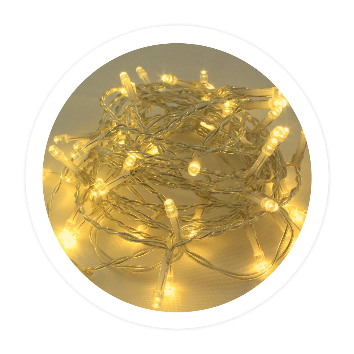 Grinalda LED transparente 10 m 8 funções Luz quente