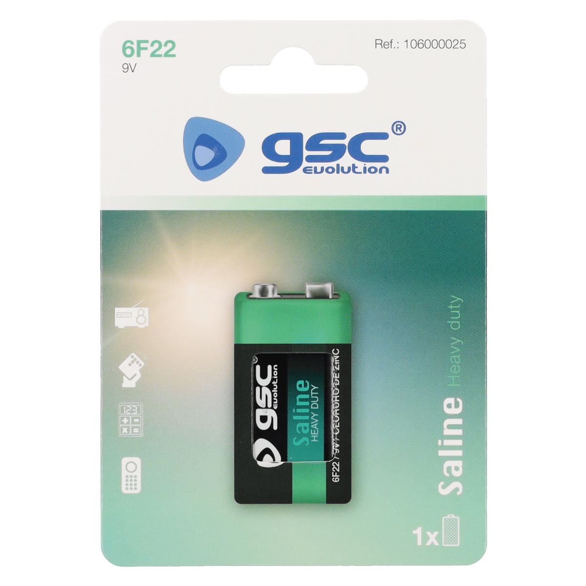 Pilha salina GSC evolution 6F22 (9 V) Blister 1 un.
