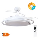 Ventilador techo Bauala con luz CCT y mando Ø107 3 aspas retráctiles DC Blanco