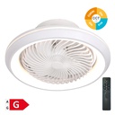 Ventilador techo rotativo Bhoor con luz CCT regulable y mando Ø50 7 aspas DC Blanco