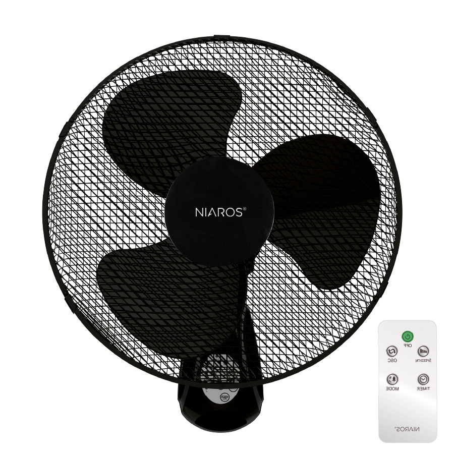Ventilador de parede Sautar com comando Ø43cm 45W Preto