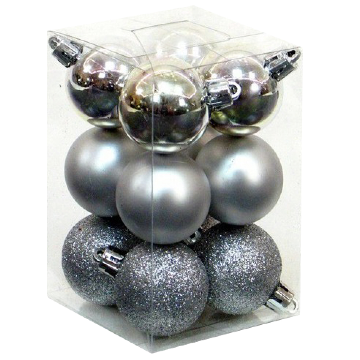 Pack 12 bolas de Natal 6cm Prateado