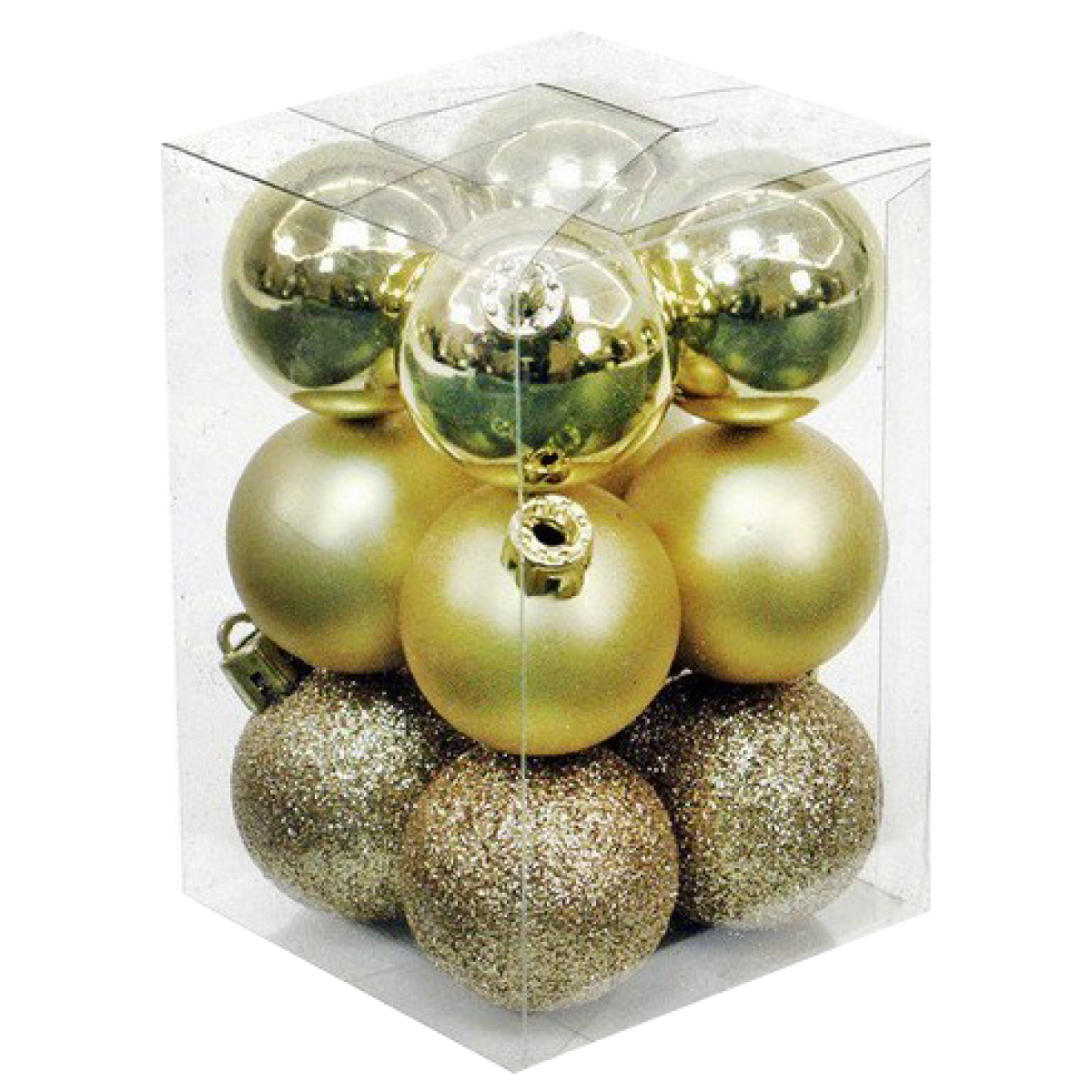 Pack 12 bolas de Natal 6cm Dourado