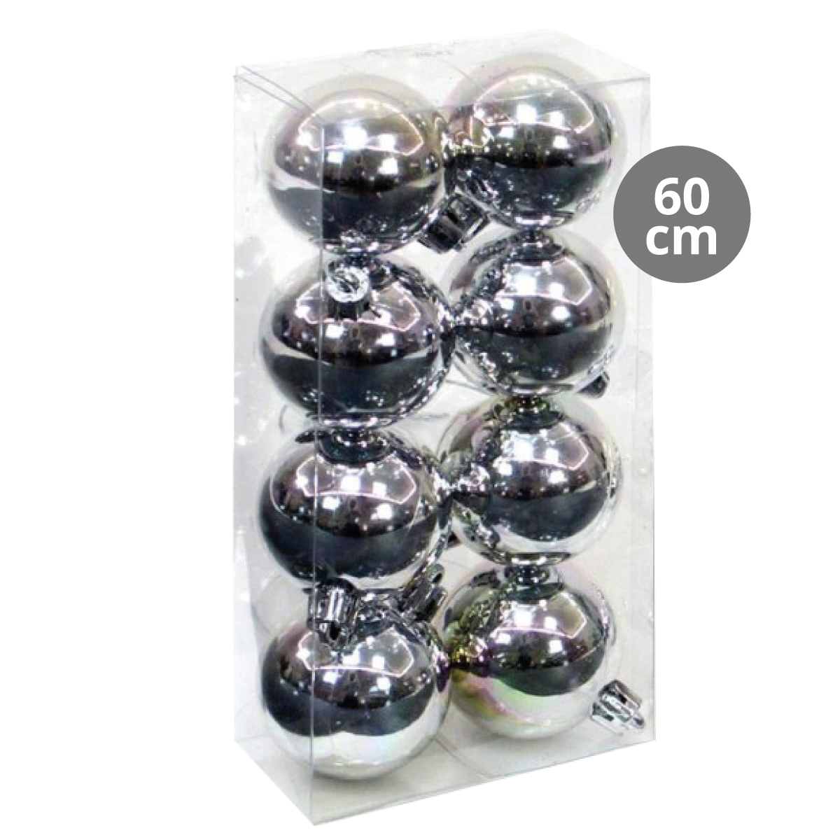 Pack 8 bolas de Natal 6cm Prateado