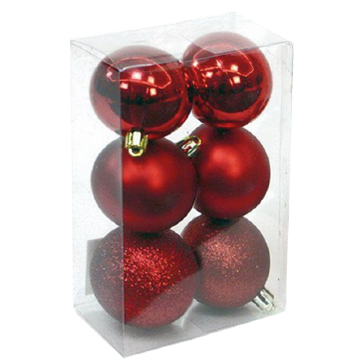 Pack 6 bolas de Natal 8cm Vermelho