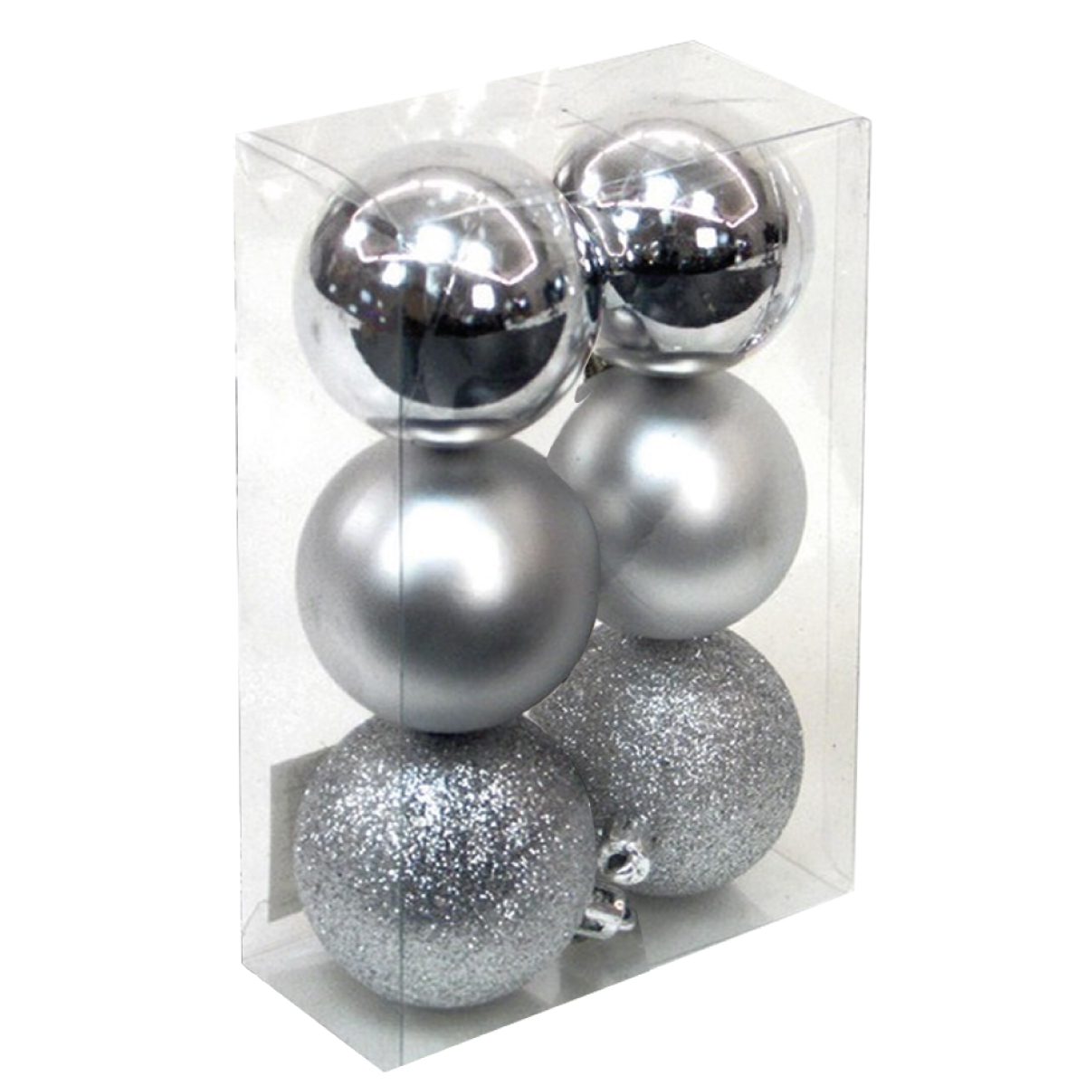 Pack 6 bolas de Natal 8cm Prateado