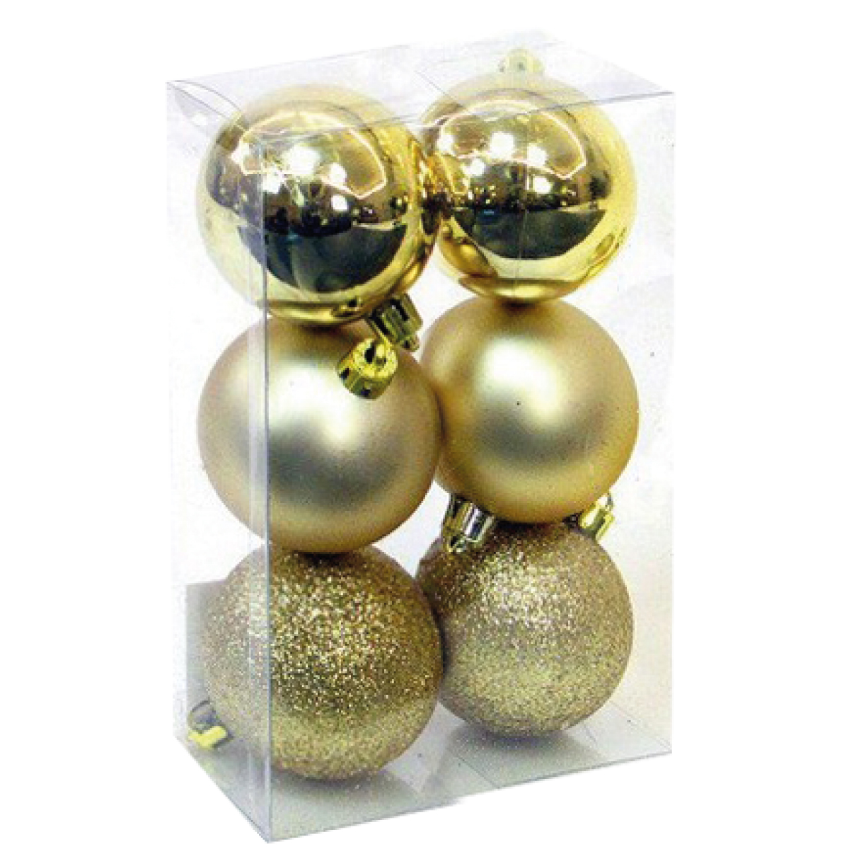 Pack 6 bolas de Natal 8cm Dourado