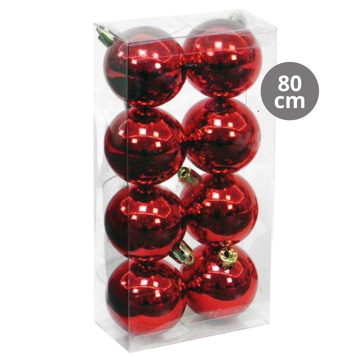 Pack 8 bolas de Natal 8cm Vermelho
