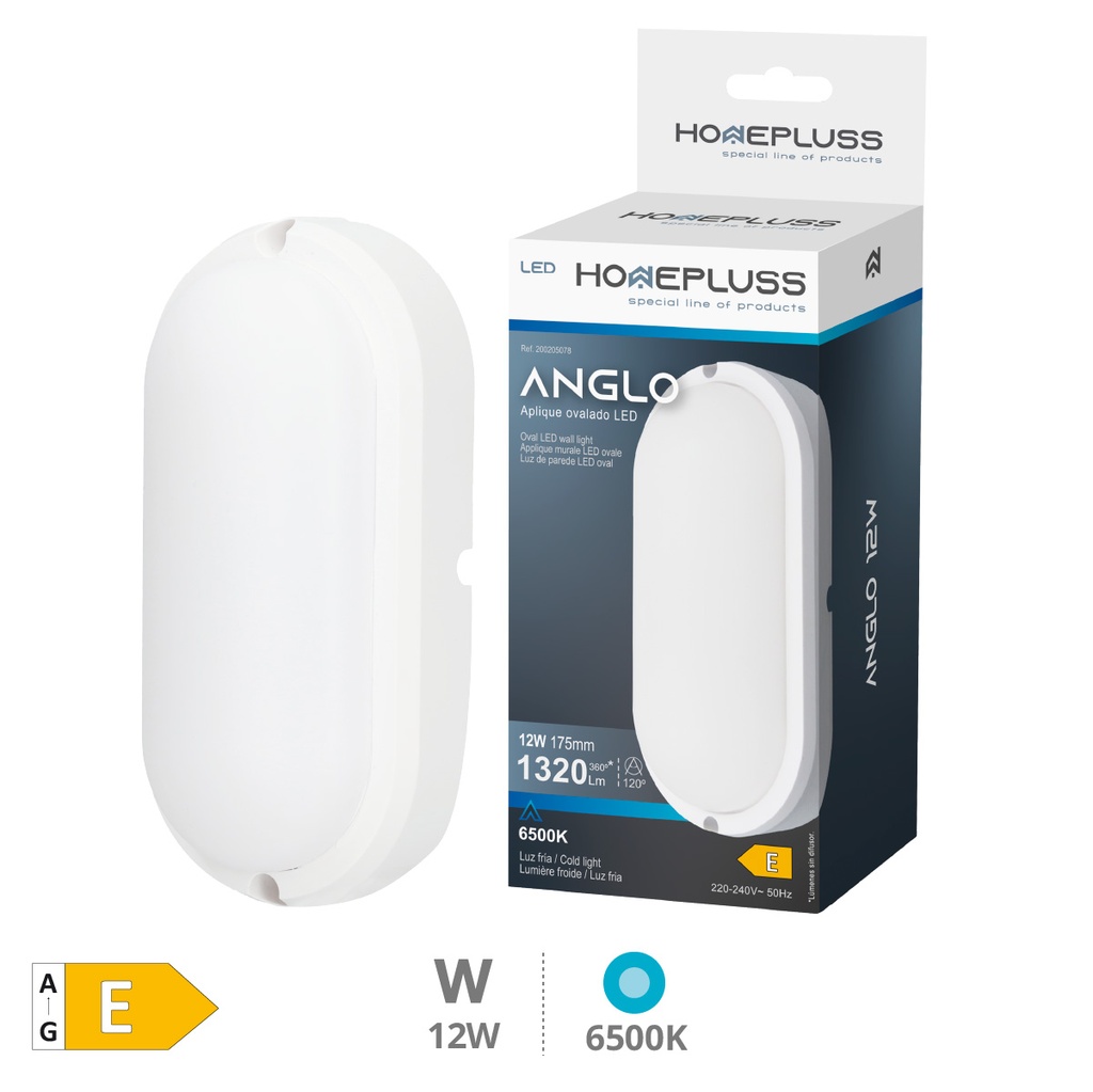 Aplique ovalado LED Anglo 12W 6500K IP65