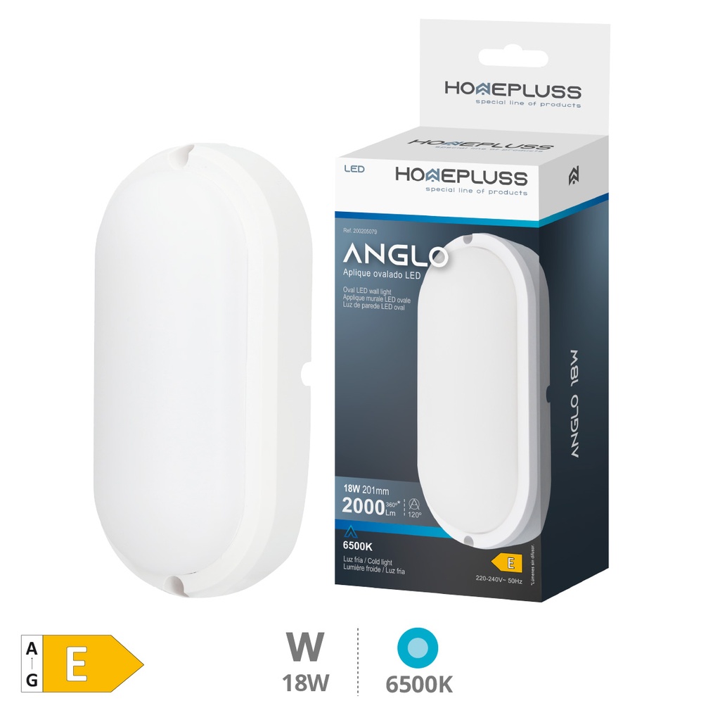 Aplique ovalado LED Anglo 18W 6500K IP65