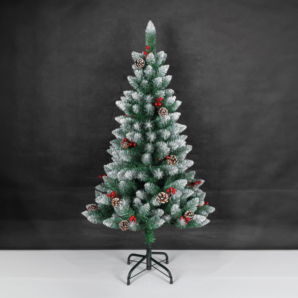 Árvore de Natal artificial com efeito de neve azevinho e pinhas 1,5M de altura 326 galhos