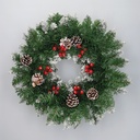 Guirlanda de Natal com efeito de neve, azevinho e pinhas Baliti Ø50cm 80 galhos