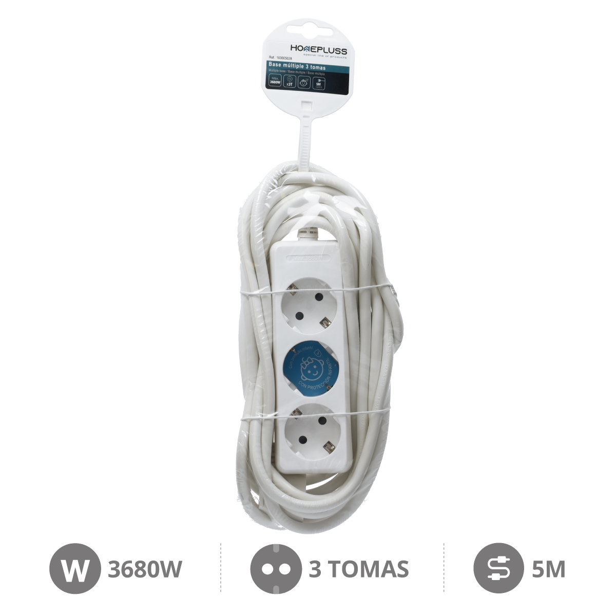 Base multiple 3T (3x1.5mm) 5M Blanca