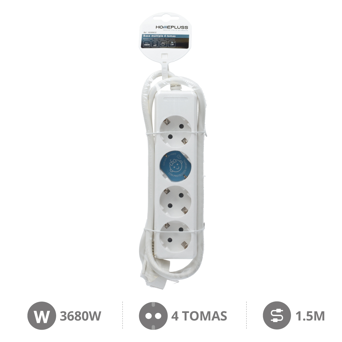 4 way socket White (3x1.5mm) 1,5M wire