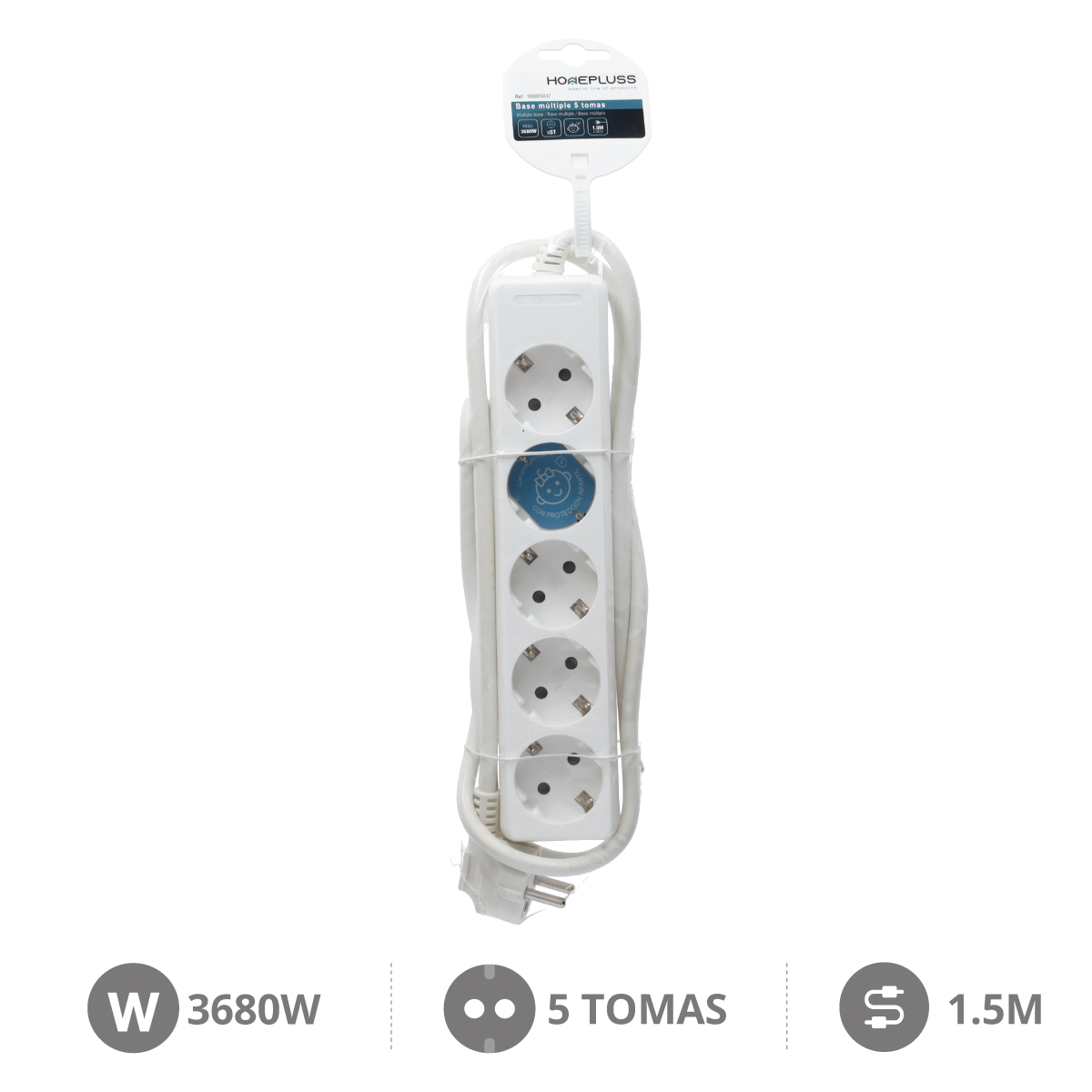 Base múltiple 5T (3x1.5mm) 1,5M Blanco