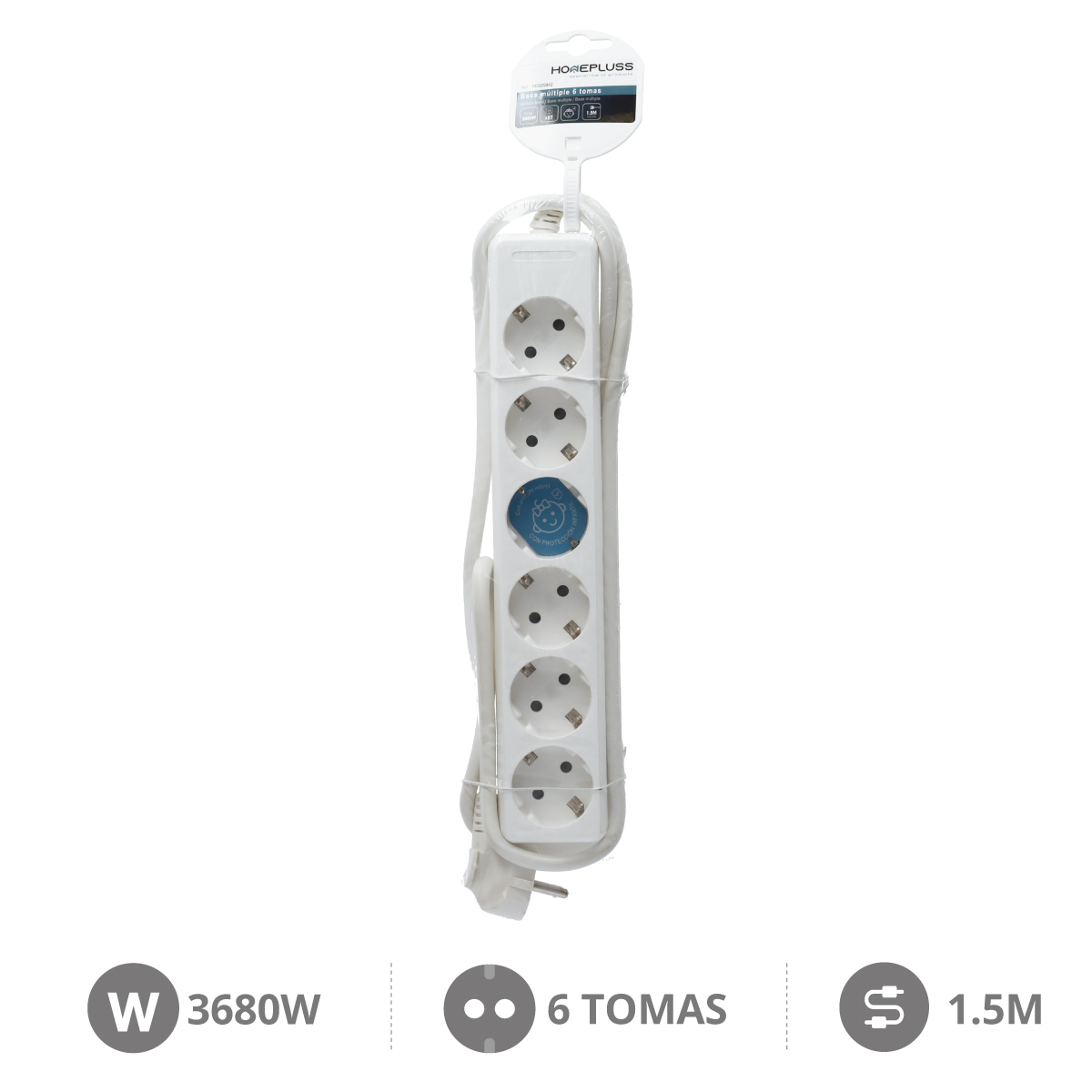 Base múltiple 6T (3x1.5mm) 1,5M Blanco