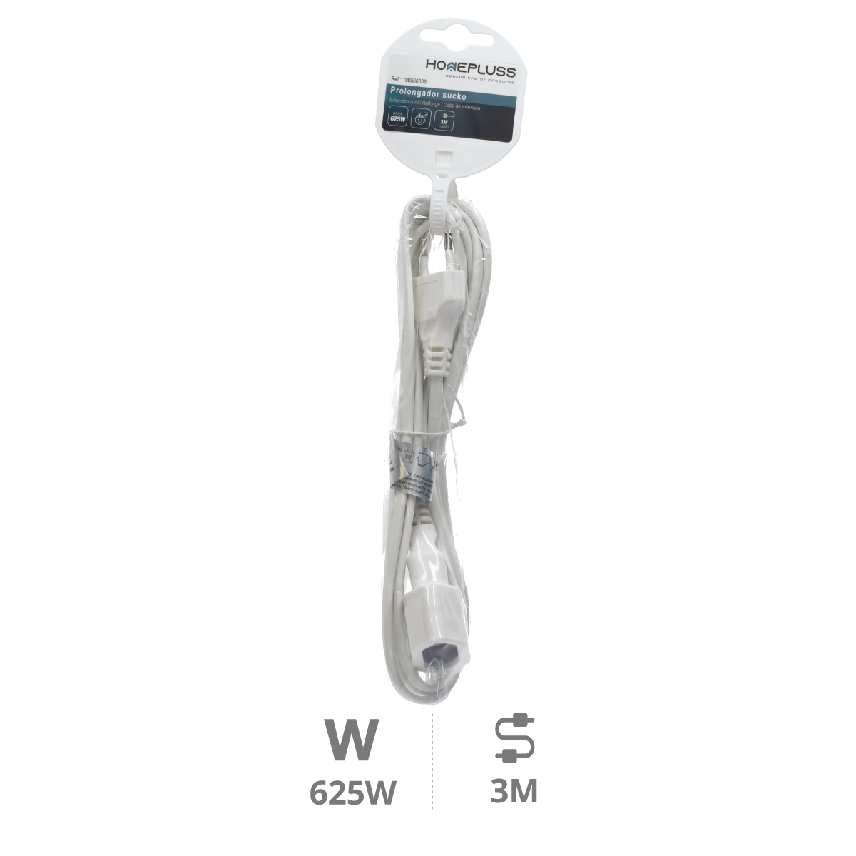 Extension cord White (2x0.75mm) 3M wire