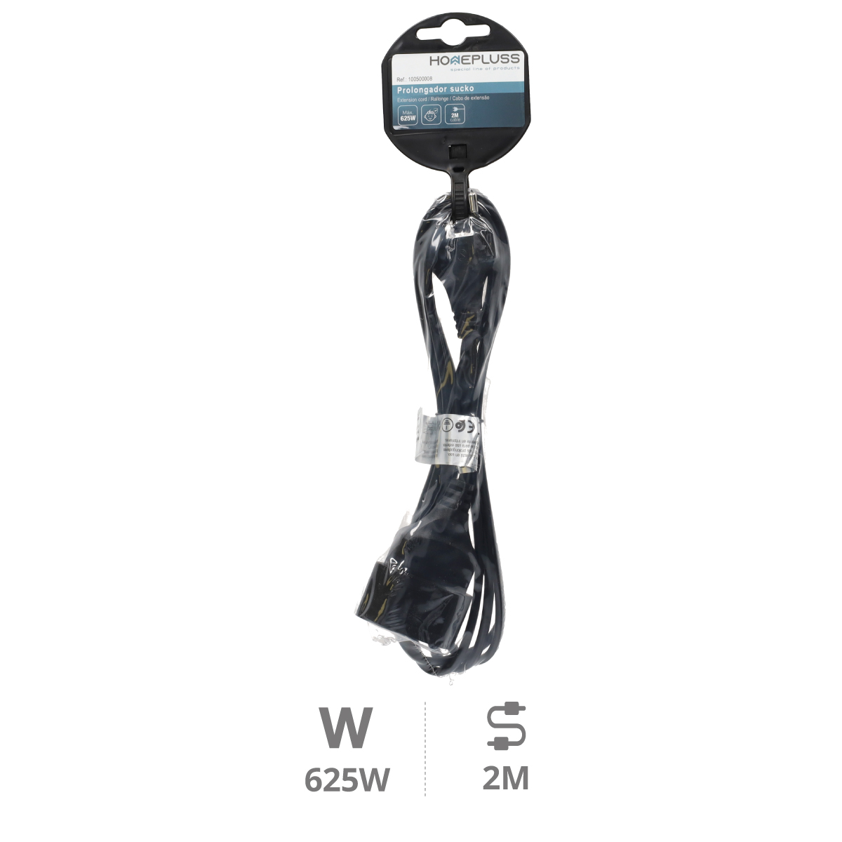 Extension cord Black (2x0.75mm) 2M wire
