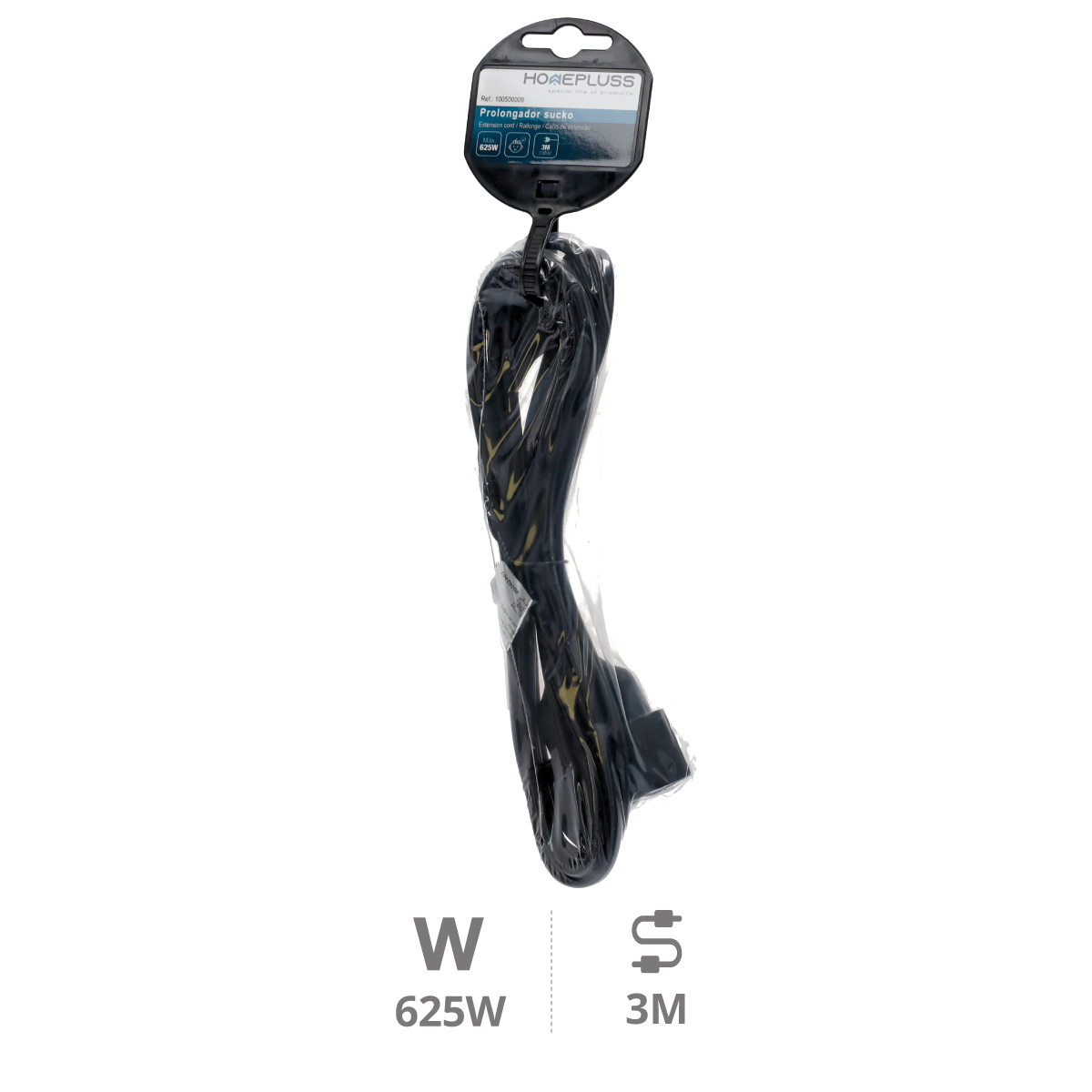 Extension cord Black (2x0.75mm) 3M wire