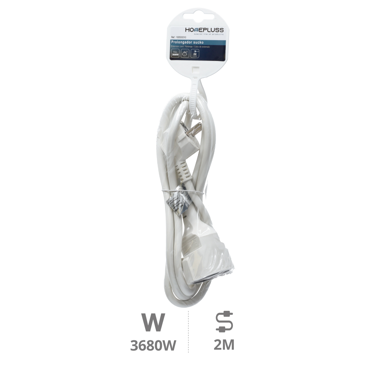 Extension cord White (3x1.5mm) 2M wire