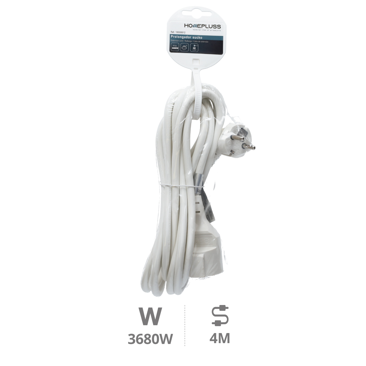 Extension cord White (3x1.5mm) 4M wire