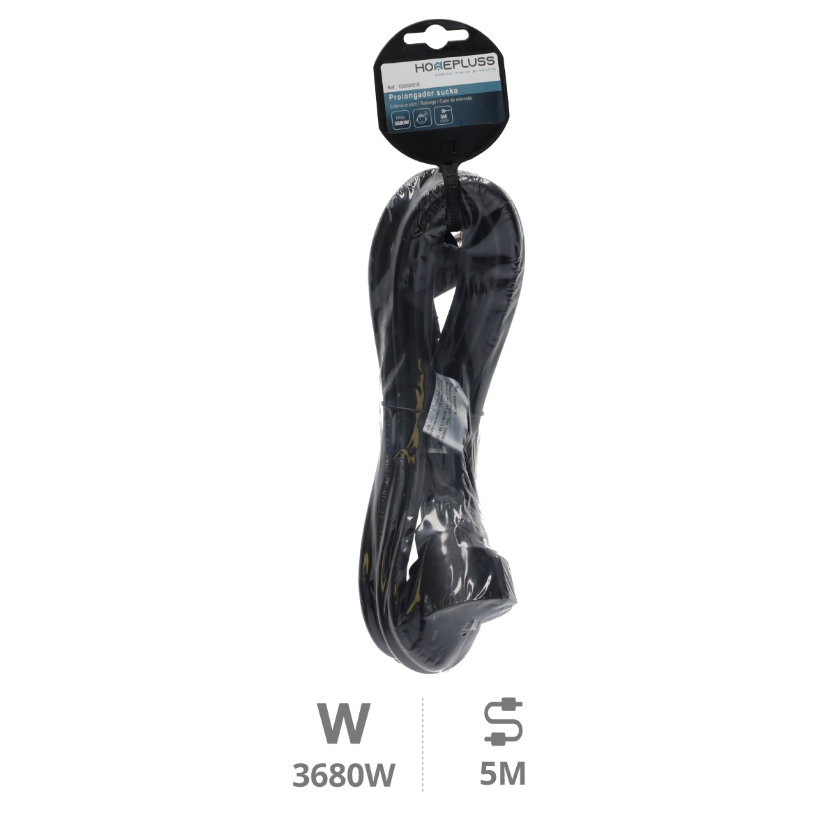 Extension cord Black (3x1.5mm) 5M wire