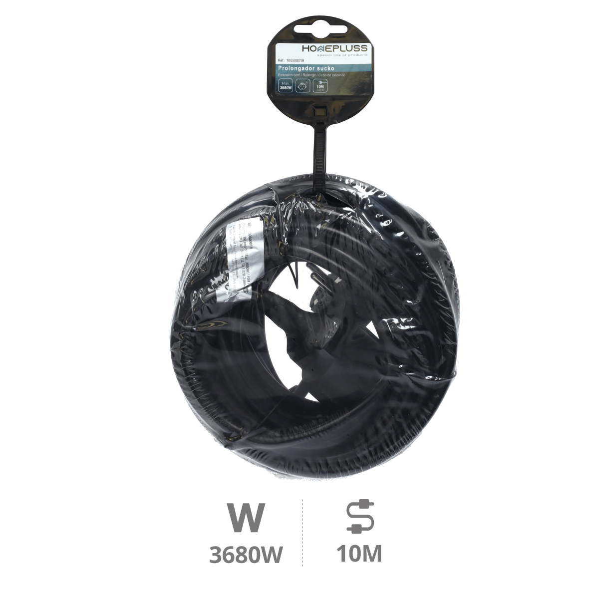 Prolongador sucko (3 x 1,5 mm) 10 m Negro