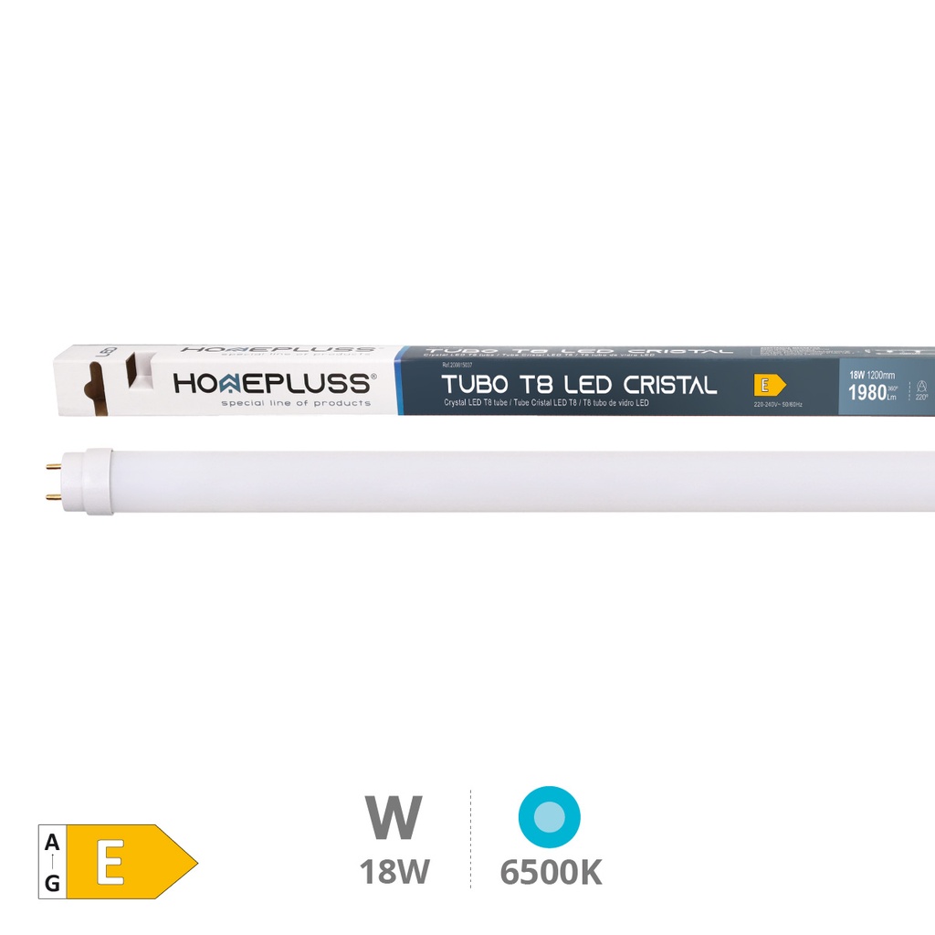 Tubo LED T8 cristal 120cm 18W 6500K - 25u caja exp