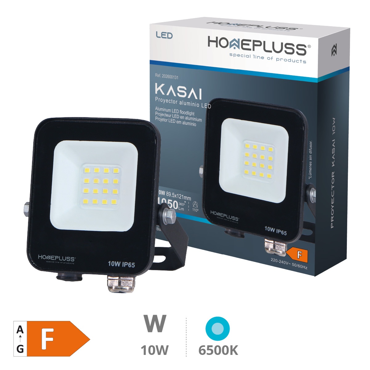 Proyector aluminio LED Kasai 10W 6500K IP65 Negro