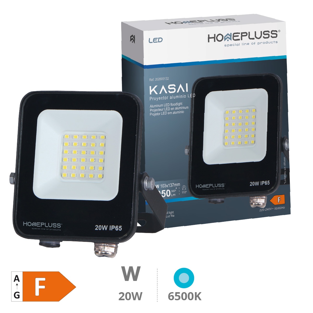 Kasai Projetor vertical LED 20W 6500K IP65 Negro