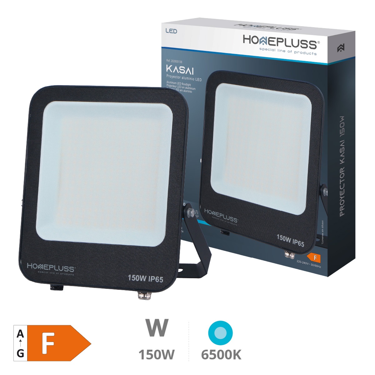 Proyector aluminio LED Kasai 150W 6500K IP65 Negro