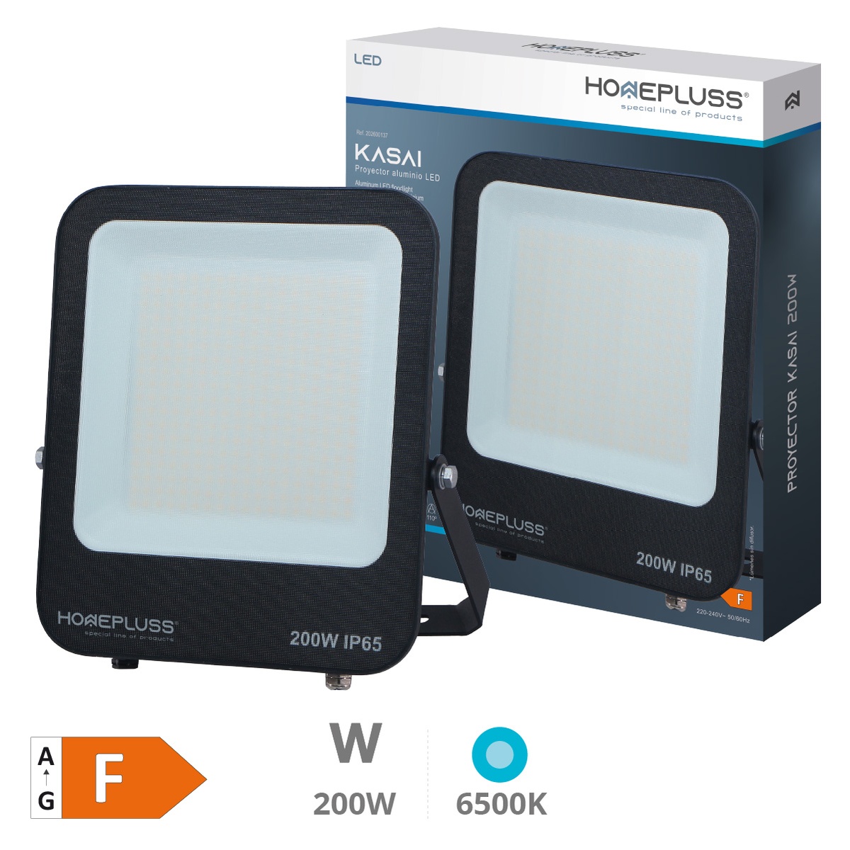 Kasai Projetor vertical LED 200W 6500K IP65 Negro