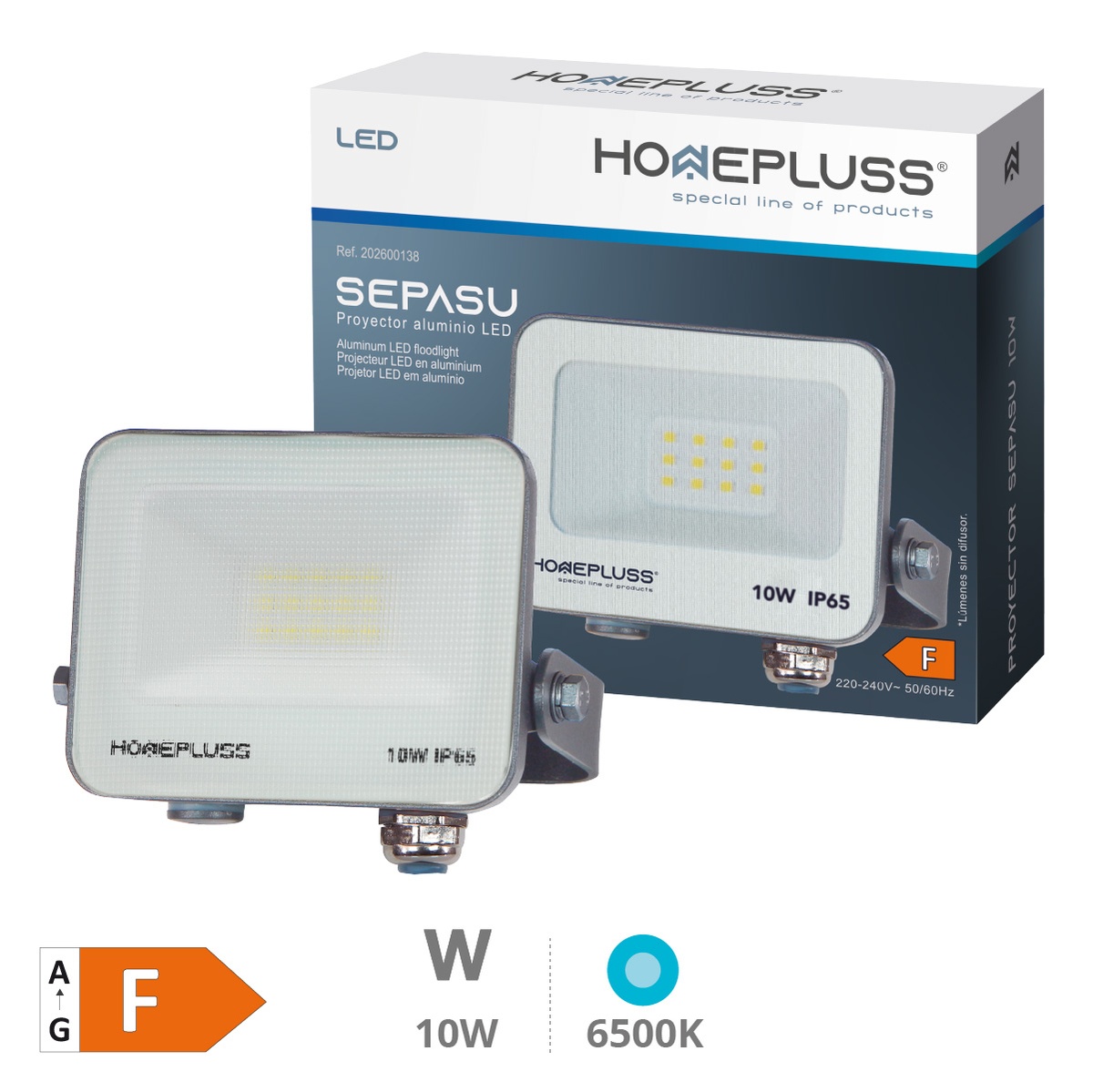 Proyector aluminio LED Sepasu 10W 6500K IP65 Gris