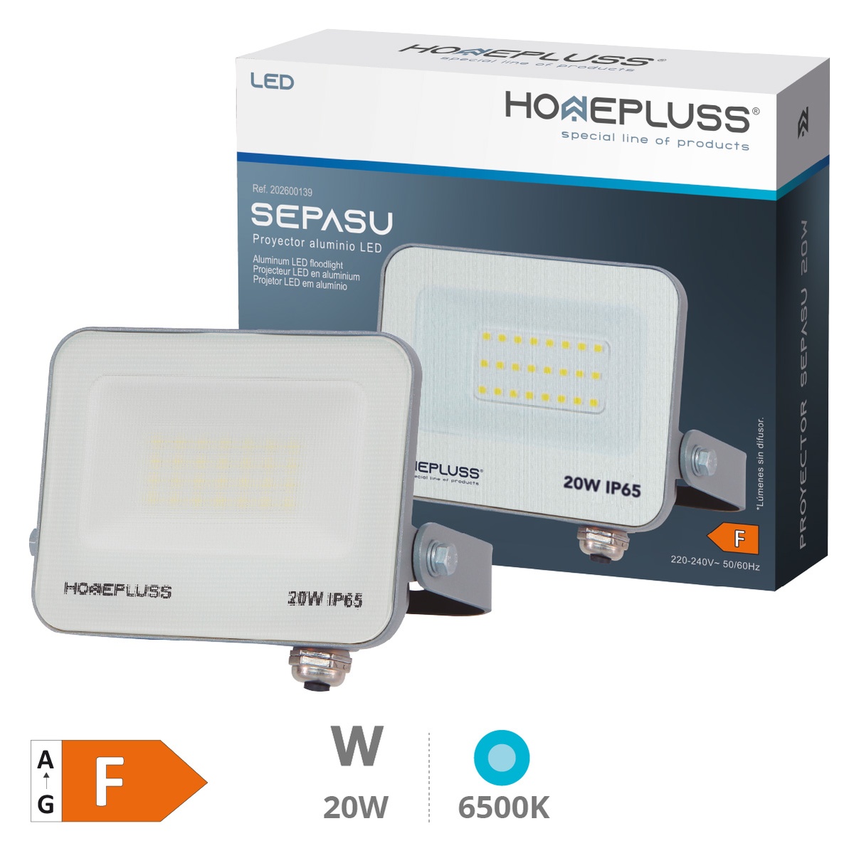 Proyector aluminio LED Sepasu 20W 6500K IP65 Gris