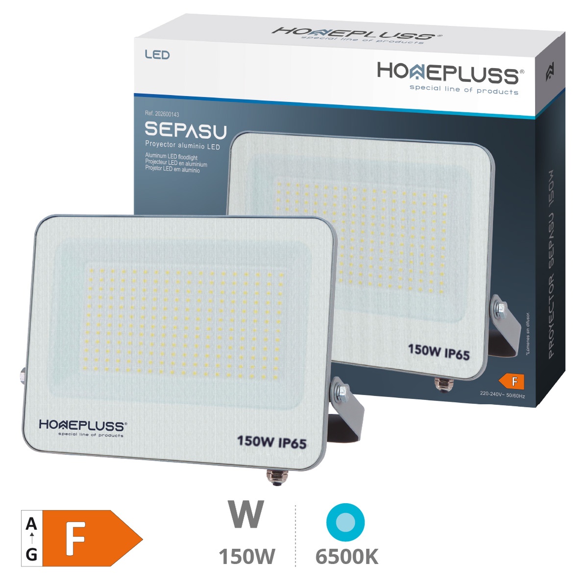 Sepasu Projetor LED 150W 6500K IP65 Gris