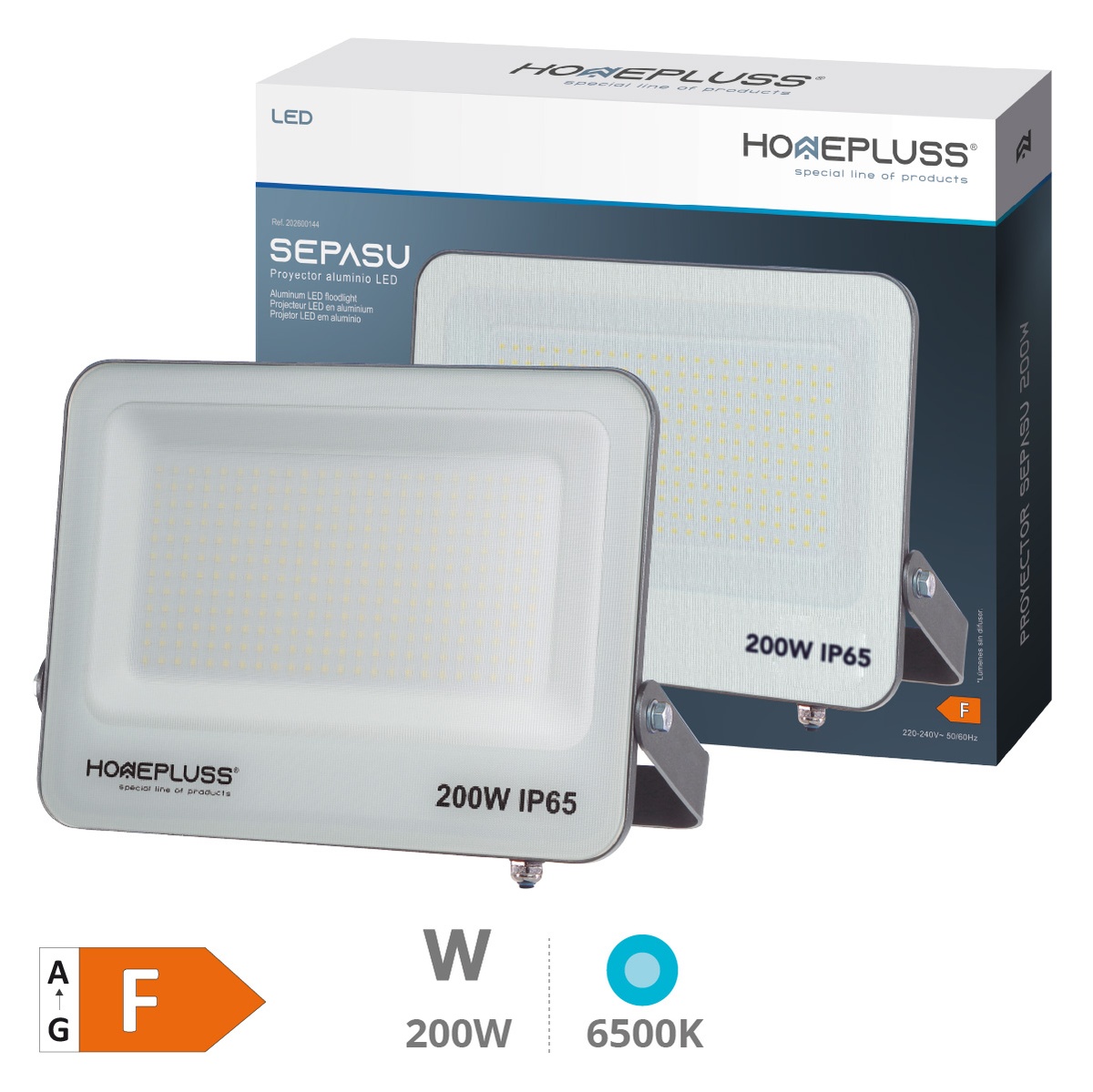 Proyector aluminio LED Sepasu 200W 6500K IP65 Gris