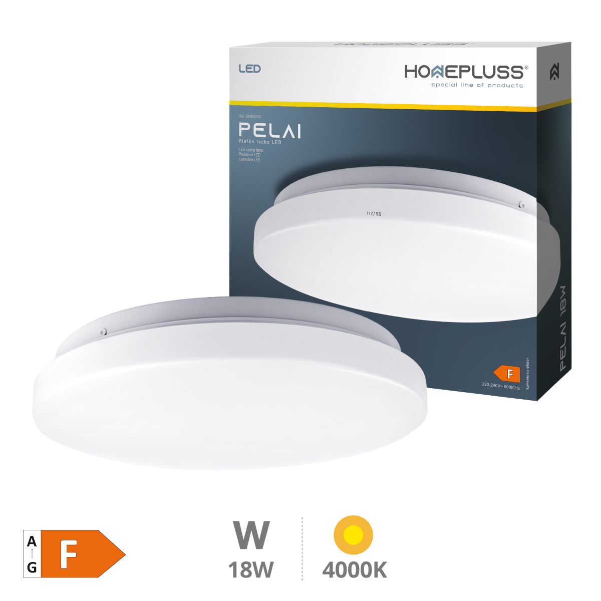 Plafón techo LED Pelai 18W 4000K