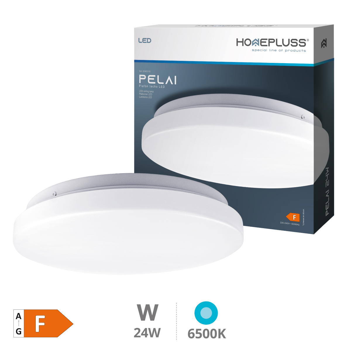 Plafón techo LED Pelai 24W 6500K