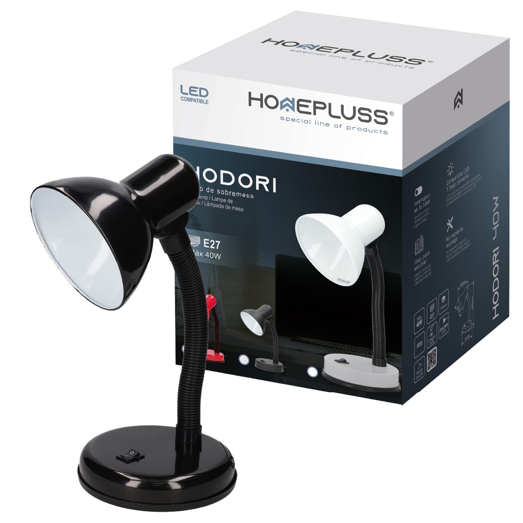 Hodori Candeeiro mesa E27 Negro