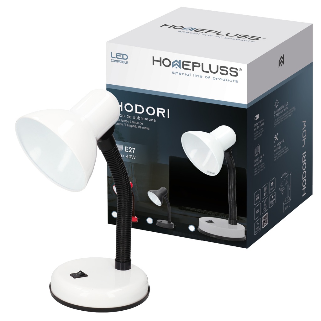 Hodori Candeeiro mesa E27 Branco