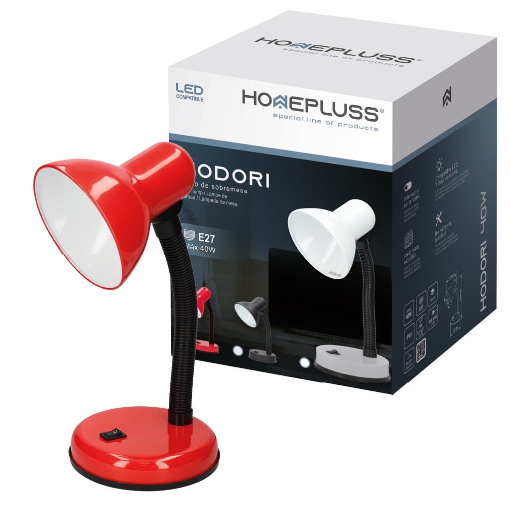 Flexo sobremesa Hodori E27 Rojo
