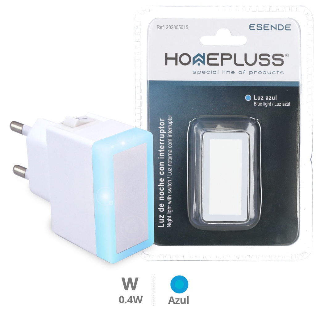 Luz de noche con interruptor Esende 0.4W Azul