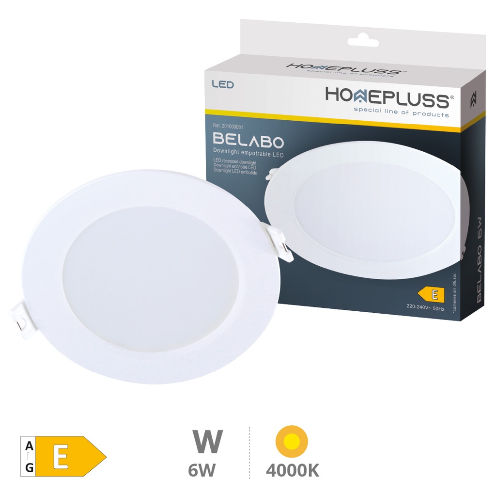 Downlight empotrable LED redondo Belabo 6W 4000K Blanco