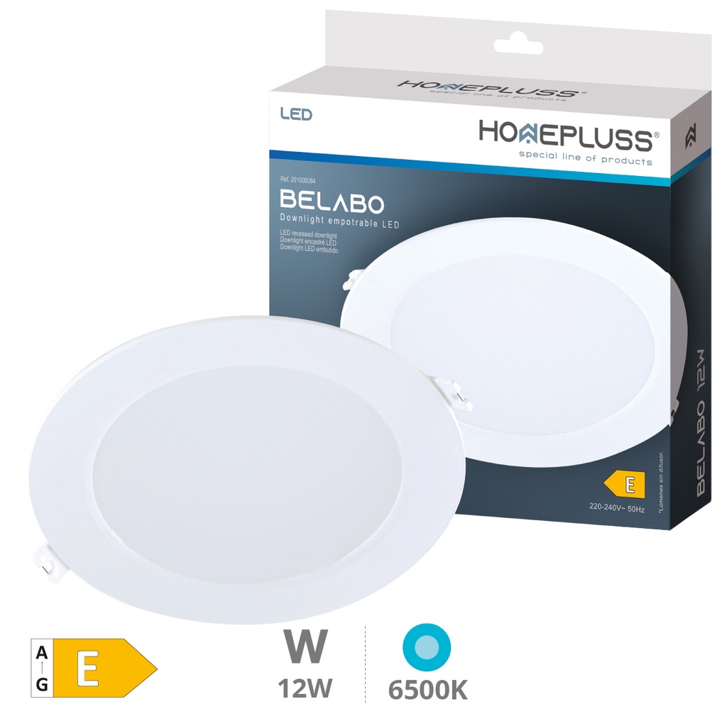 Downlight encastrável LED redonda Belabo 12W 6500K Branco