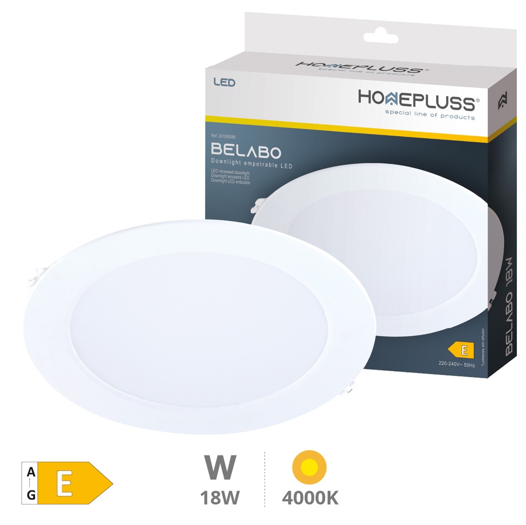 Downlight empotrable LED redondo Belabo 18W 4000K Blanco
