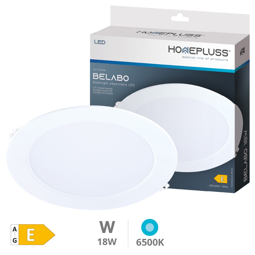Downlight empotrable LED redondo Belabo 18W 6500K Blanco